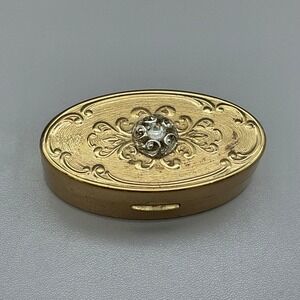 Max Factor Vintage 1950s Hi-Society Lipstick Compact Gold Tone Case Mirror 2.5in